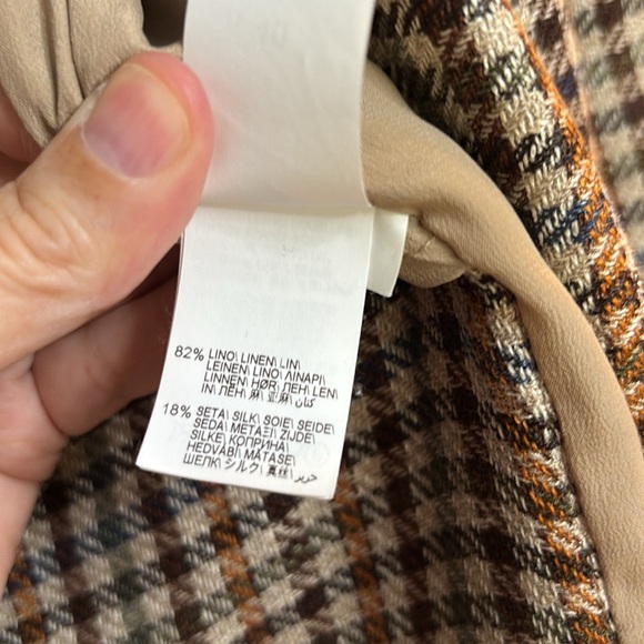 EUC BRUNELLO CUCINELLI beige plaid jacket with eco brass size IT40 US6 - Picture 9 of 12